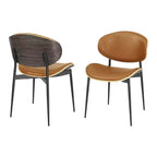 HOMLUX Lot de 2 chaises de salle à manger en peuplier rembourrées Chaise d'appoint moderne en similicuir pour chambre à coucher, cuisine, salle à manger, coin petit-déjeuner