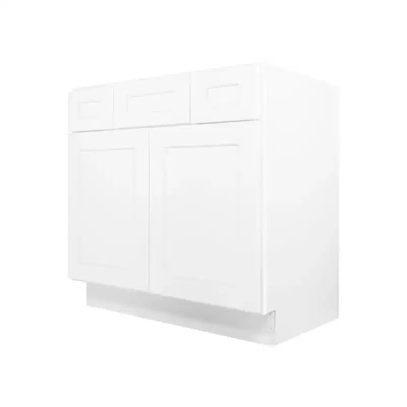 Meuble-lavabo HOMLUX Easy-DIY à 2 tiroirs, prêt à assembler, sans plateau, blanc Shaker