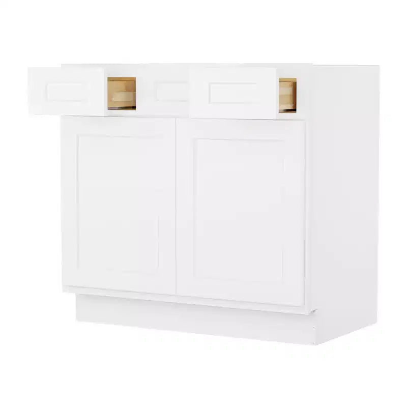 Meuble-lavabo HOMLUX Easy-DIY à 2 tiroirs, prêt à assembler, sans plateau, blanc Shaker