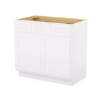 Meuble-lavabo HOMLUX Easy-DIY à 2 tiroirs, prêt à assembler, sans plateau, blanc Shaker