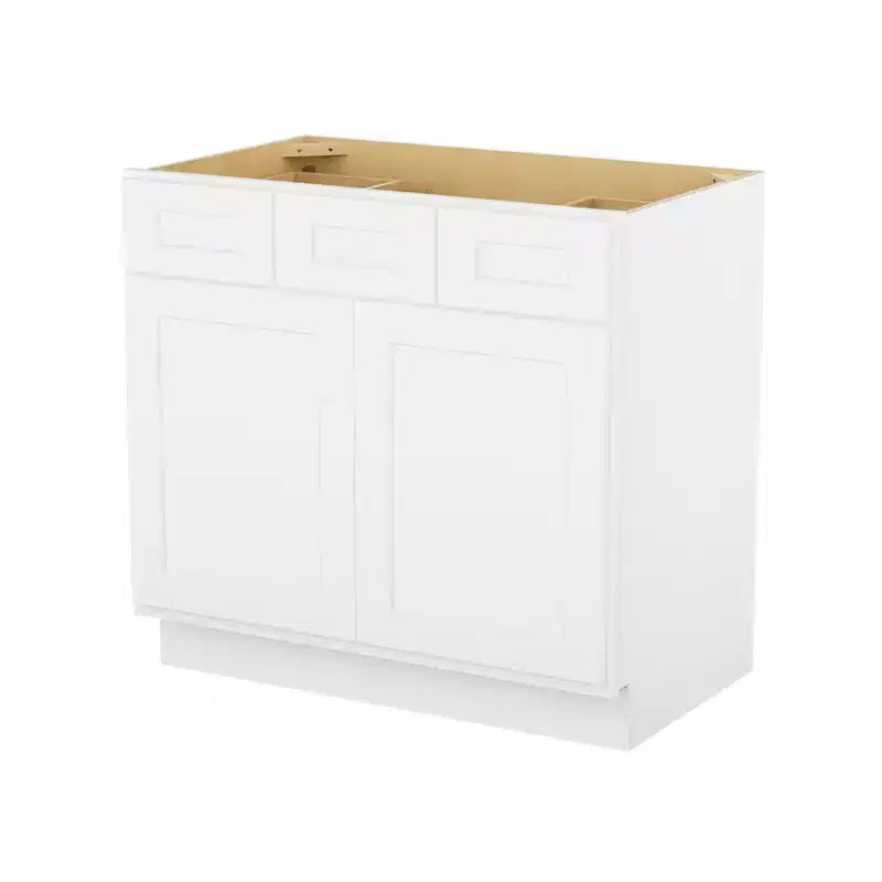 Meuble-lavabo HOMLUX Easy-DIY à 2 tiroirs, prêt à assembler, sans plateau, blanc Shaker