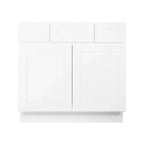 Meuble-lavabo HOMLUX Easy-DIY à 2 tiroirs, prêt à assembler, sans plateau, blanc Shaker