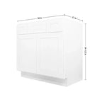 Meuble-lavabo HOMLUX Easy-DIY à 2 tiroirs, prêt à assembler, sans plateau, blanc Shaker