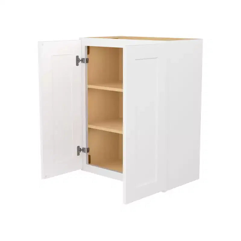 HOMLUX Meuble haut de cuisine Shaker blanc, prêt à monter, 30,5 cm de profondeur, 2 portes, 2 étagères