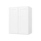HOMLUX Meuble haut de cuisine Shaker blanc, prêt à monter, 30,5 cm de profondeur, 2 portes, 2 étagères