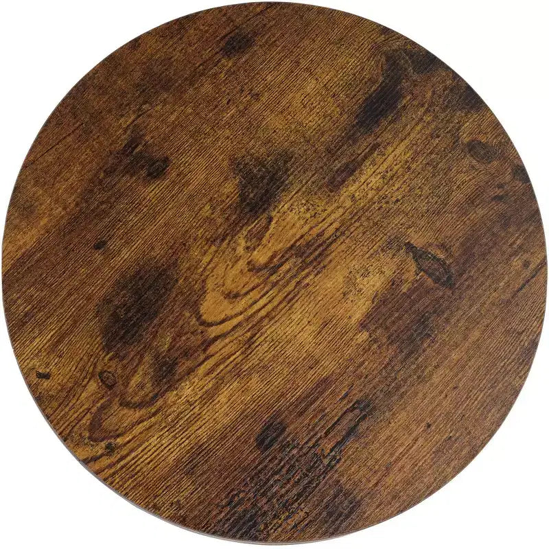 Studio 55D Keanu Petite Table d'appoint Ronde Bronze Rustique 38,7 cm de Large avec Plateau en Bois Marron à 3 Étages pour Salon