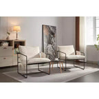 Lot de 2 fauteuils d'appoint modernes avec poches latérales, fauteuils rembourrés avec cadre en métal pour salon et chambre 4W - ModernLuxe