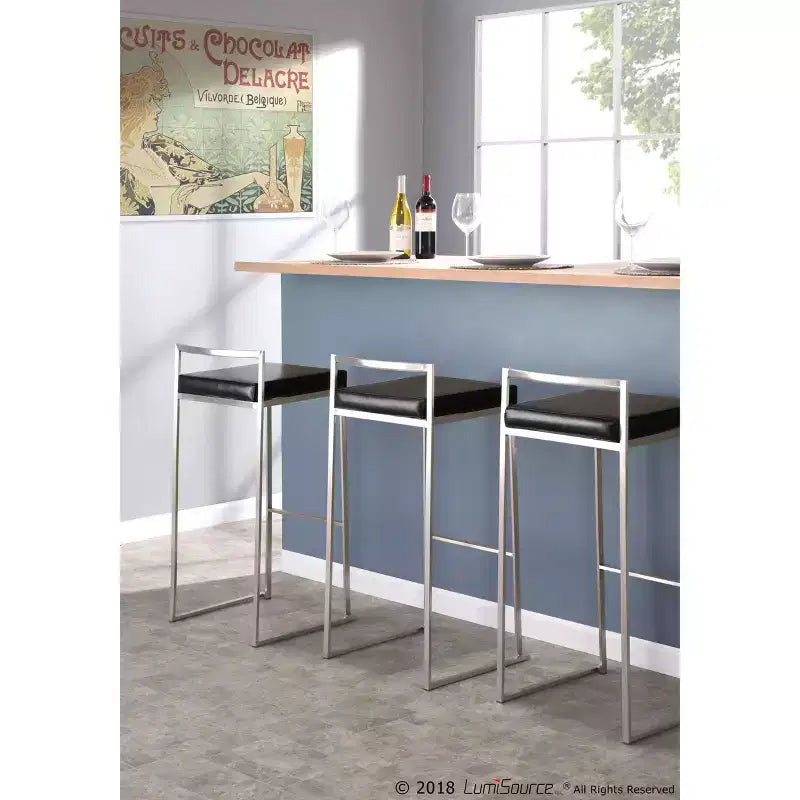 34 Lot de 2 tabourets de bar empilables contemporains Fuji - LumiSource