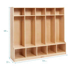 Vestiaire 5 sections ECR4Kids avec banc et compartiments de rangement, Mobilier de classe