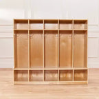 Vestiaire 5 sections ECR4Kids avec banc et compartiments de rangement, Mobilier de classe