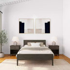 Cadre de lit double en bois massif avec tête de lit Plank+Beam, lit plateforme moderne pour adultes