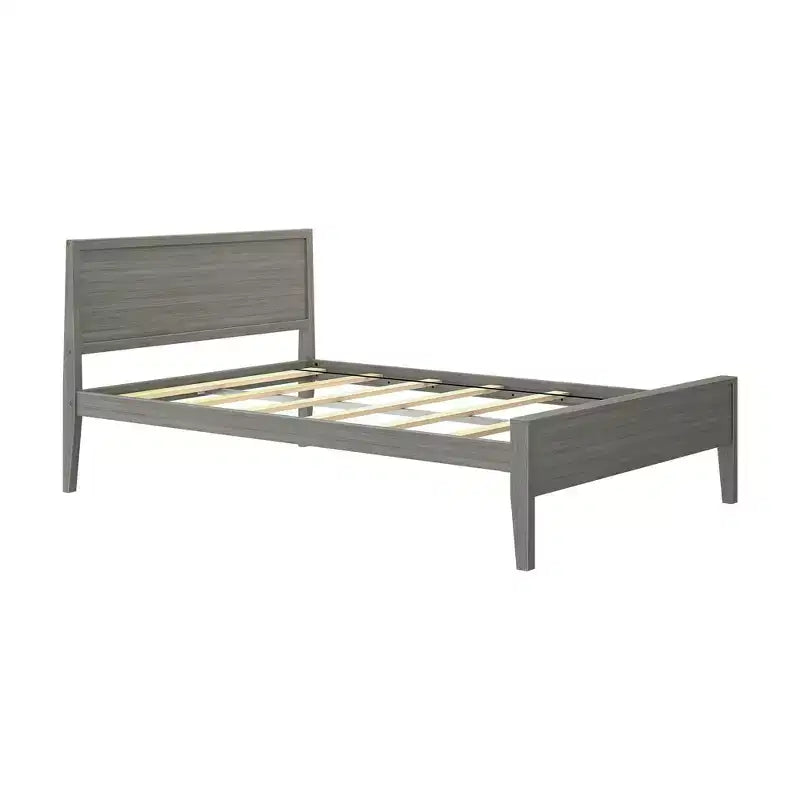 Cadre de lit double en bois massif avec tête de lit Plank+Beam, lit plateforme moderne pour adultes