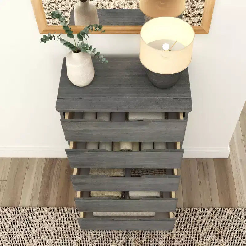 Commode en bois massif à 5 tiroirs Plank+Beam