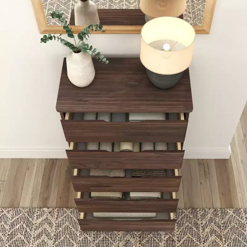 Commode en bois massif à 5 tiroirs Plank+Beam