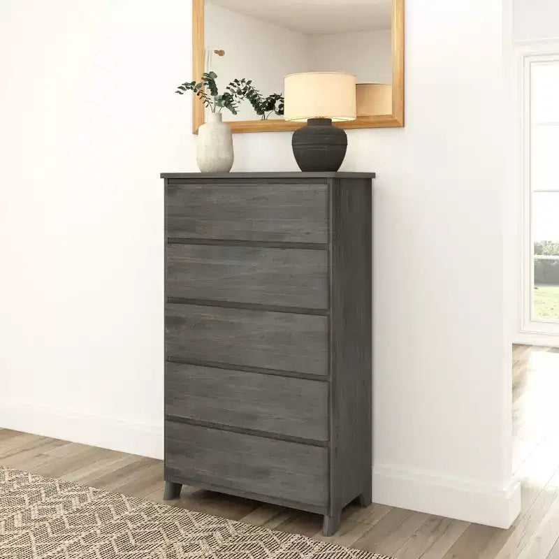 Commode en bois massif à 5 tiroirs Plank+Beam