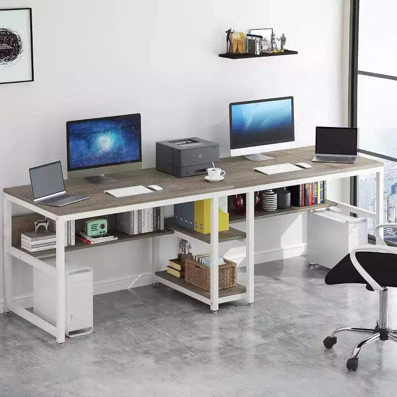 Bureau informatique Lantine 78,7 avec étagère à livres