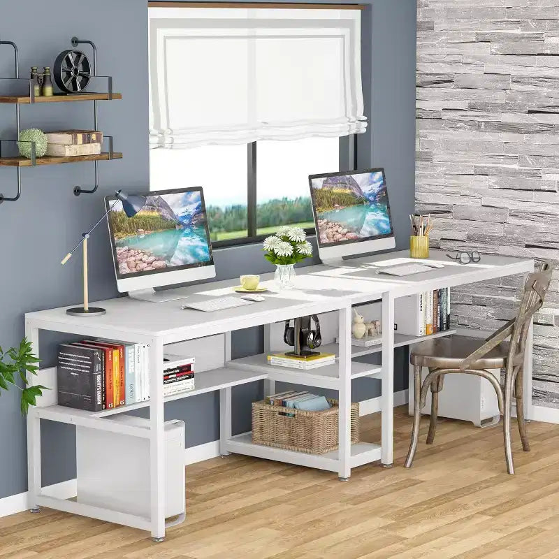 Bureau informatique Lantine 78,7 avec étagère à livres