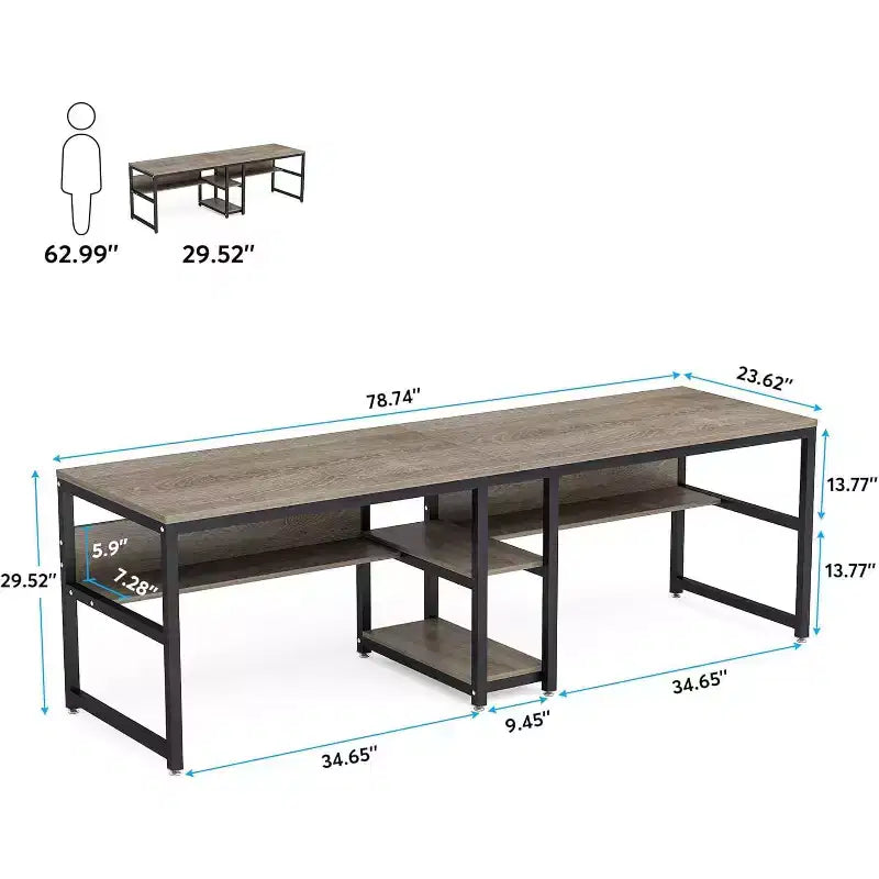 Bureau informatique Lantine 78,7 avec étagère à livres