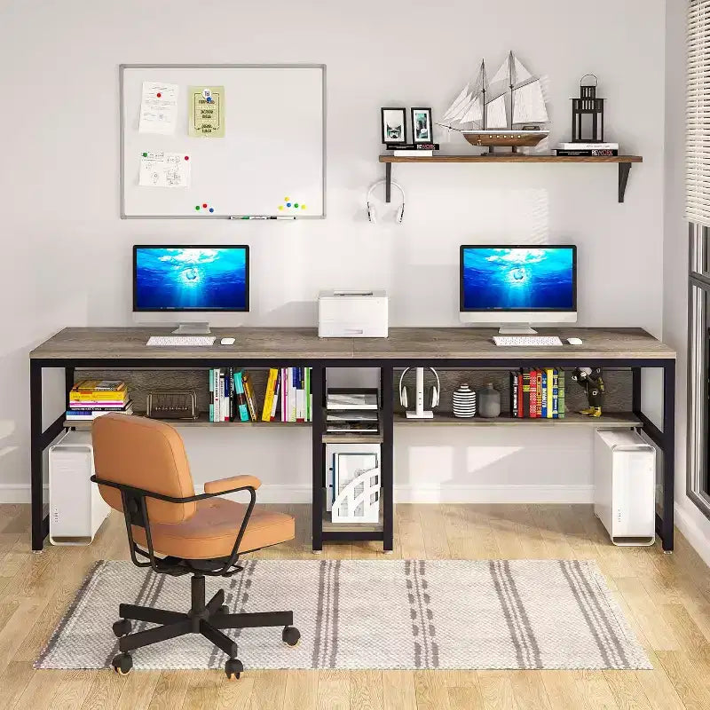 Bureau informatique Lantine 78,7 avec étagère à livres