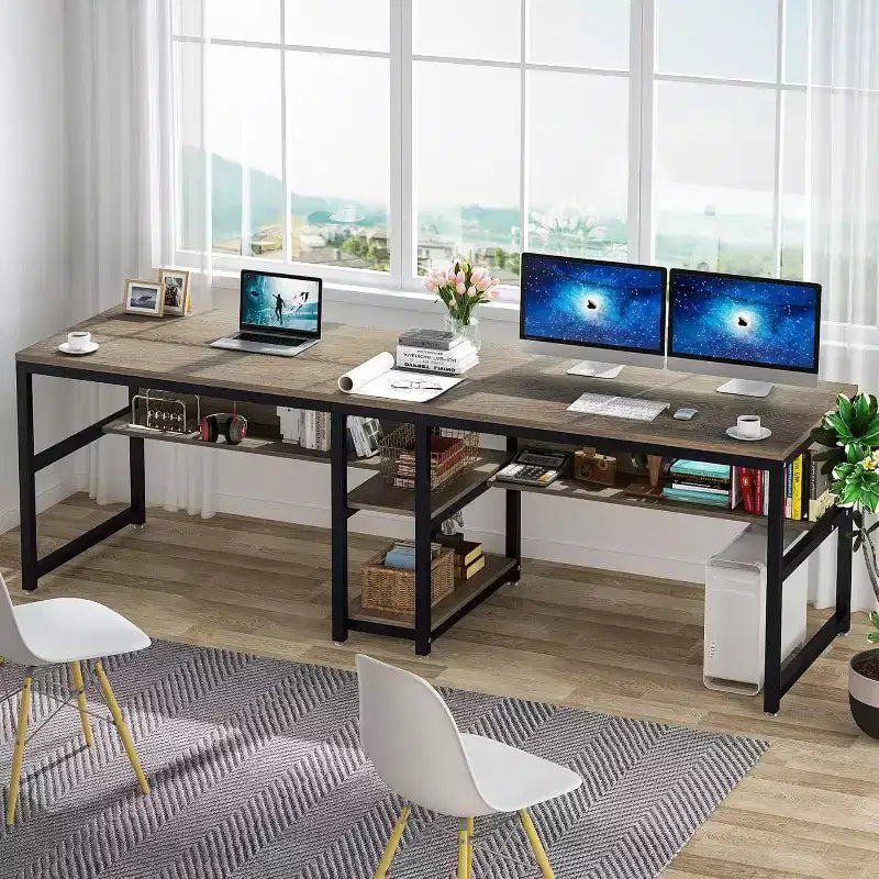 Bureau informatique Lantine 78,7 avec étagère à livres