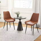 Costway Lot de 2 chaises de salle à manger, chaises de loisirs rembourrées avec pieds en métal, assise rembourrée Marron/Gris