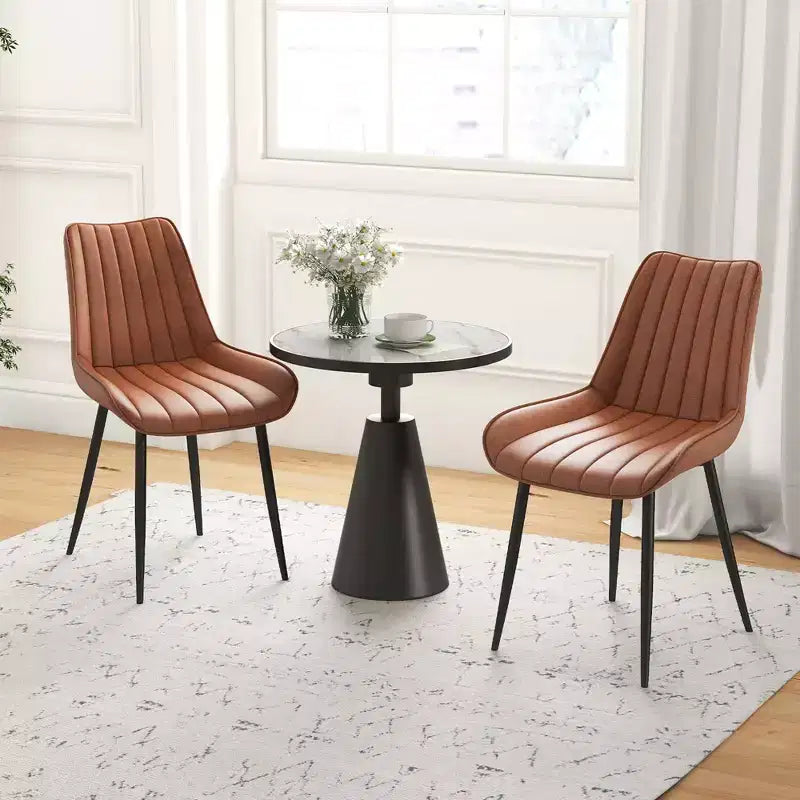 Costway Lot de 2 chaises de salle à manger, chaises de loisirs rembourrées avec pieds en métal, assise rembourrée Marron/Gris