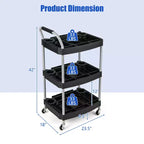 Costway Chariot de rangement à roulettes 3 niveaux avec poignée, rangement pour outils et roues universelles pour garage