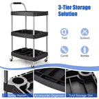 Costway Chariot de rangement à roulettes 3 niveaux avec poignée, rangement pour outils et roues universelles pour garage
