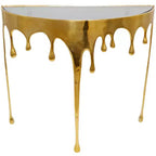 Console en aluminium Olivia & May avec pieds aux motifs fondus et plateau en verre fumé
