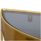 Console en aluminium Olivia & May avec pieds aux motifs fondus et plateau en verre fumé