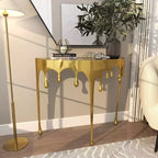 Console en aluminium Olivia & May avec pieds aux motifs fondus et plateau en verre fumé