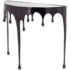Console en aluminium Olivia & May avec pieds aux motifs fondus et plateau en verre fumé