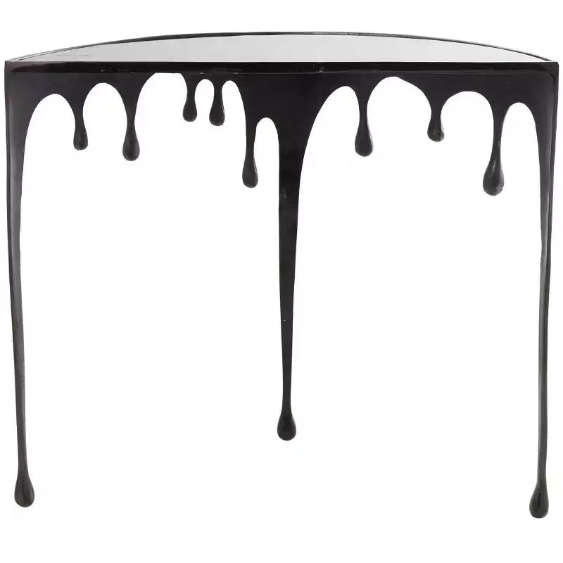 Console en aluminium Olivia & May avec pieds aux motifs fondus et plateau en verre fumé