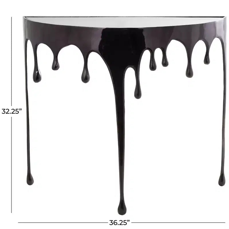 Console en aluminium Olivia & May avec pieds aux motifs fondus et plateau en verre fumé