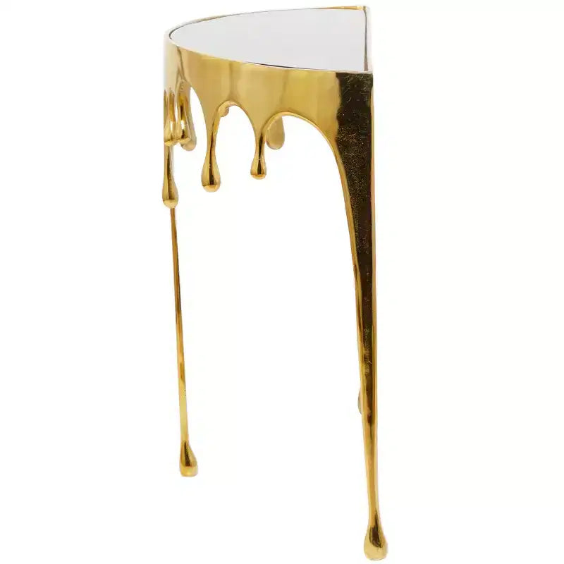 Console en aluminium Olivia & May avec pieds aux motifs fondus et plateau en verre fumé