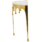 Console en aluminium Olivia & May avec pieds aux motifs fondus et plateau en verre fumé
