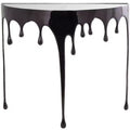 Olivia & May Aluminum Drip Console Table with Melting Designed Legs and Shaded Glass Top