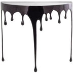 Olivia & May Aluminum Drip Console Table with Melting Designed Legs and Shaded Glass Top