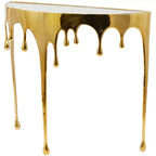 Console en aluminium Olivia & May avec pieds aux motifs fondus et plateau en verre fumé