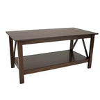 Sunnydaze Indoor Solid Pine Coffee Table with Storage Shelf - Dark Brown - 43.5
