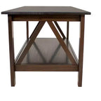 Table basse d'intérieur Sunnydaze en pin massif avec étagère de rangement - Marron foncé - 43.5