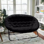 Flash Furniture Eleanor Fauteuil double soucoupe rembourré et pliable avec cadre en acier pour dortoir, salon ou chambre à coucher