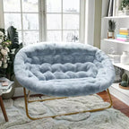 Flash Furniture Eleanor Fauteuil double soucoupe rembourré et pliable avec cadre en acier pour dortoir, salon ou chambre à coucher