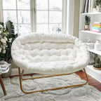 Flash Furniture Eleanor Fauteuil double soucoupe rembourré et pliable avec cadre en acier pour dortoir, salon ou chambre à coucher
