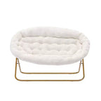 Flash Furniture Eleanor Fauteuil double soucoupe rembourré et pliable avec cadre en acier pour dortoir, salon ou chambre à coucher