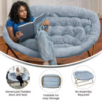 Flash Furniture Eleanor Fauteuil double soucoupe rembourré et pliable avec cadre en acier pour dortoir, salon ou chambre à coucher