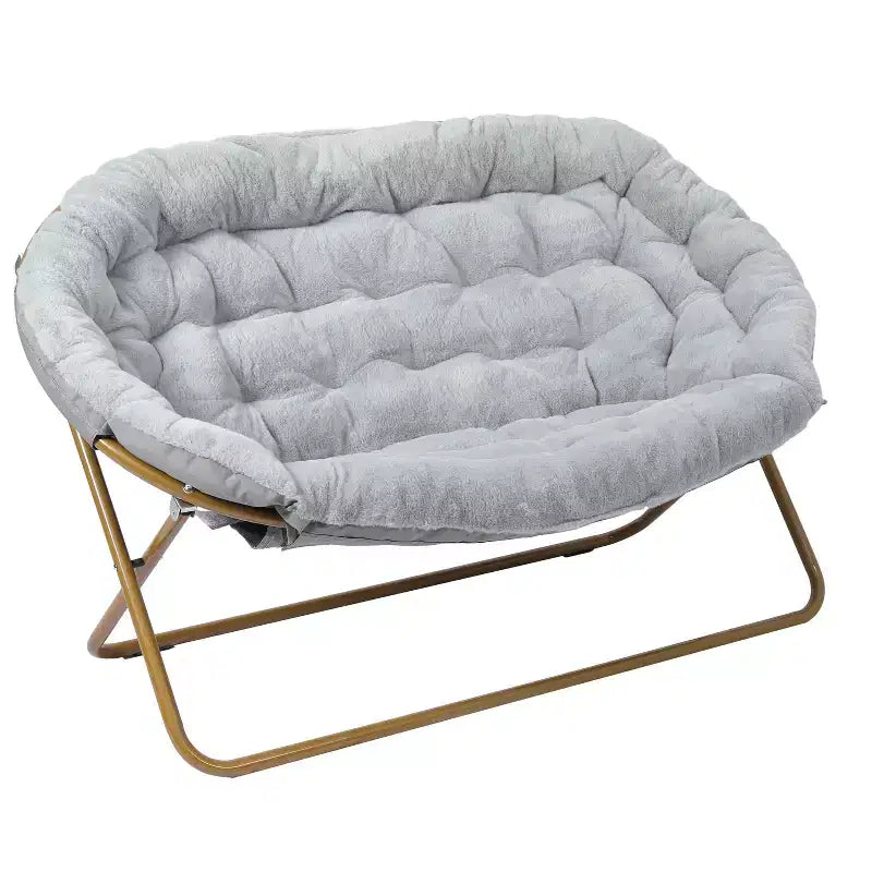 Flash Furniture Eleanor Fauteuil double soucoupe rembourré et pliable avec cadre en acier pour dortoir, salon ou chambre à coucher