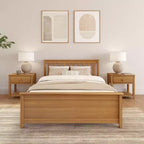 Cadre de lit double classique en bois massif Plank+Beam avec tête de lit pour adultes