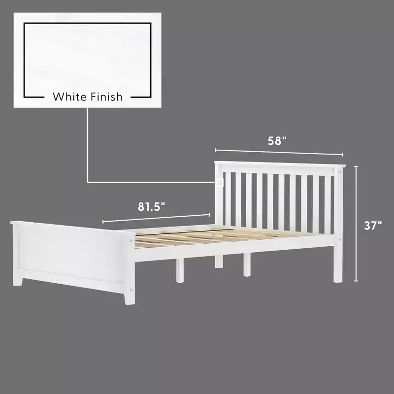 Cadre de lit double classique en bois massif Plank+Beam avec tête de lit pour adultes