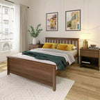Cadre de lit double classique en bois massif Plank+Beam avec tête de lit pour adultes